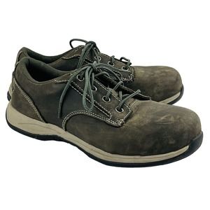 Womens 9D Red Wing ComfortPro Oxford Safety Toe Shoes Taupe Suede Slip Resistant